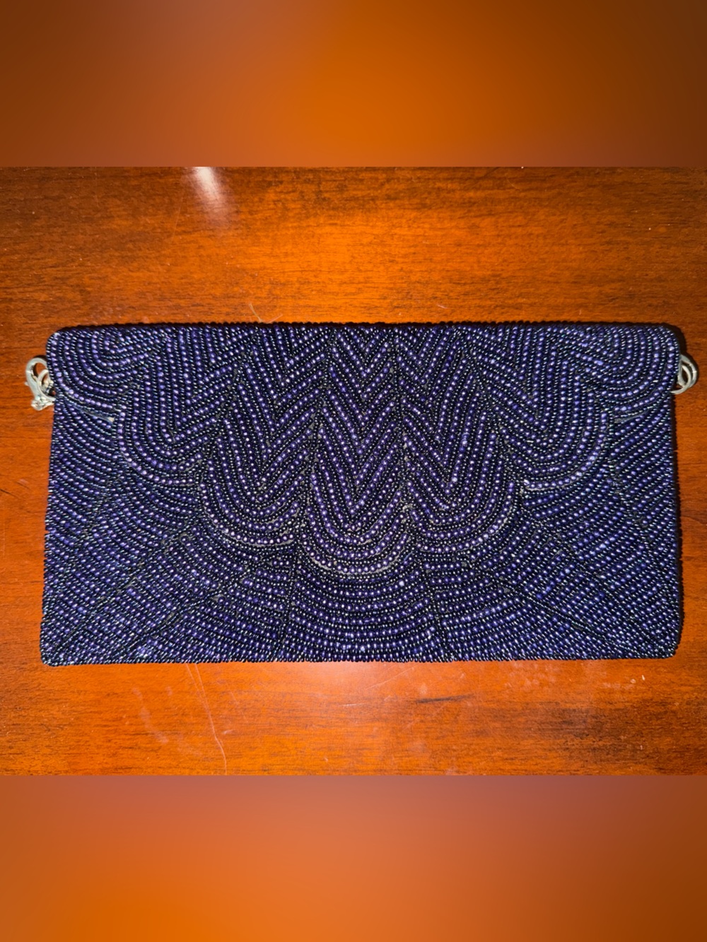 Lulu's Navy Beaded Clutch